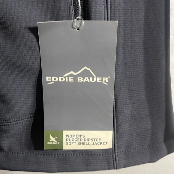 EDDIE BAUER WOMAN’S RUGGED RIPSTOP SOFT SHELL JACKET SIZE M Grey Steel/Black NWT - Picture 8 of 17